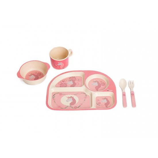 B-CORN DINNER SET PINK UNICORN FROM BO JUNGLE B-CORN DINNER SET PINK UNICORN FROM BO JUNGLE