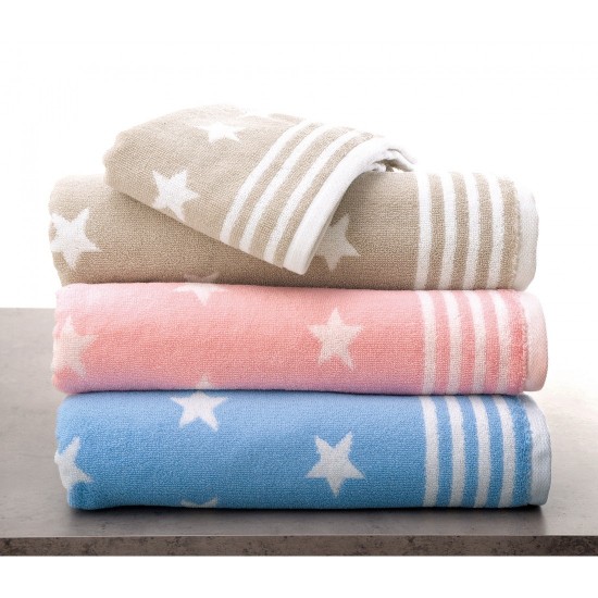Set of 2 pcs Pink Stars Bebe Towels