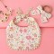 Set Bib And Hair Band With Lace White-Pink