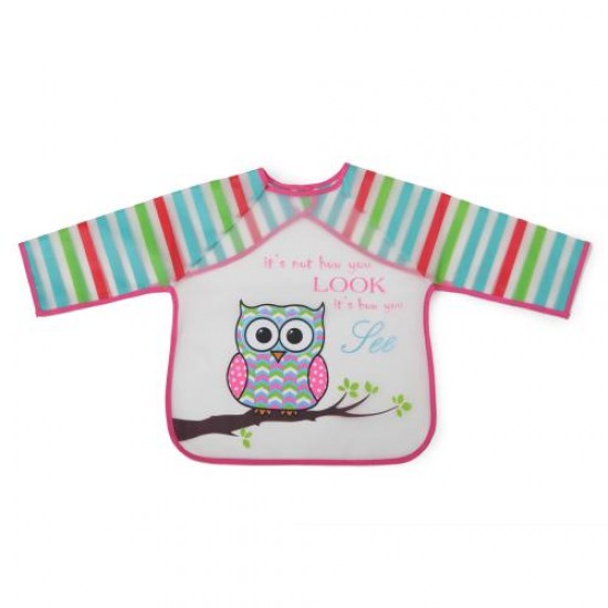 Baby Bib With Sleeve Messy Pink Baby Bib With Sleeve Messy Pink