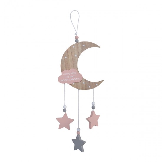 Decoration For Childrens Room To The Moon And Back Pink