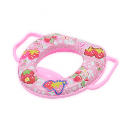 Lorelli Educational Soft Toilet Seat With Strawberry Pink Handles